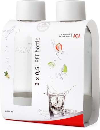 Aqvia Vandflaske PET 500 ml. 2 stk. Hvid. 3 st i lager