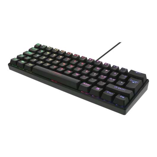 DELTACO GAMING Mekaniskt 60% RGB-tangentbord, röda brytare, 62 tangent